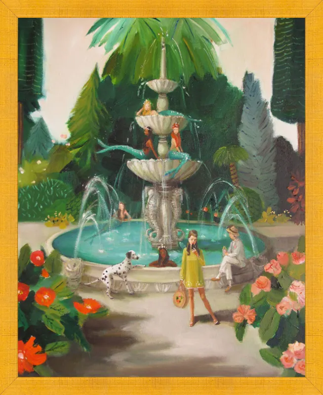 Selfie At The Mermaid Public Fountain by Janet Hill for Artfully Walls