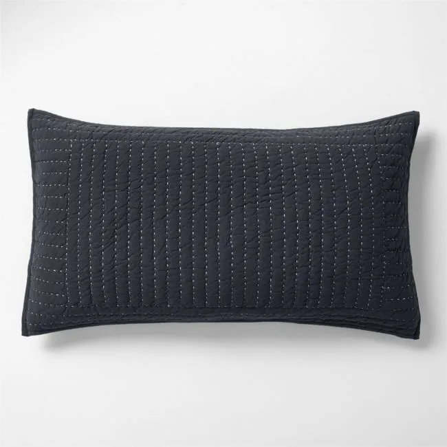 Cozysoft Organic Jersey Midnight Navy Blue King Quilted Bed Pillow Sham