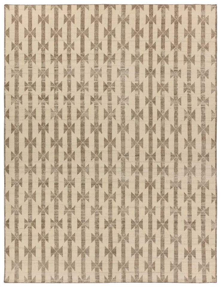 Verde Home by Gent Hand-Knotted Trellis Taupe/ Cream Runner Rug (3'X10' RNR)