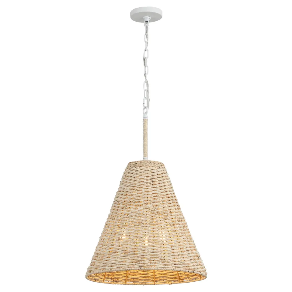 Hajari Iron / Rattan Pendant Lamp - Brown / White
