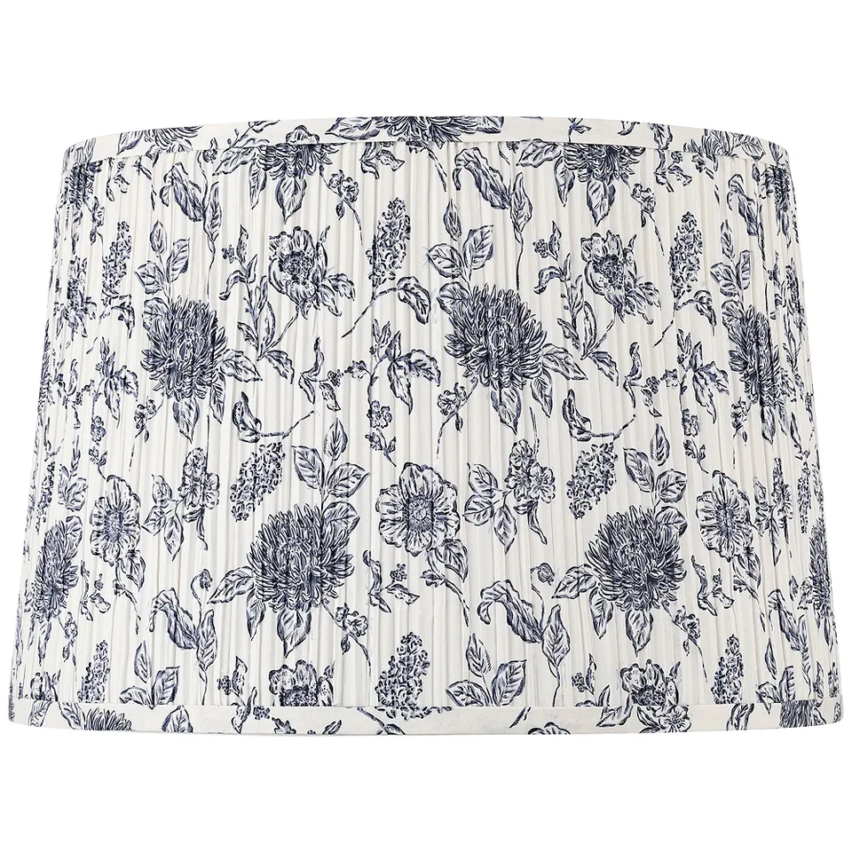 Springcrest Annie Cobalt/White Floral Pleated Drum Shade 14x16x11 (Spider)