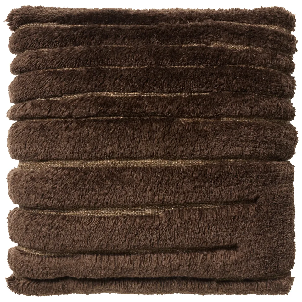 Hakim OTH08 Handmade Abstract Brown Square Down Alternative Pillow (24"x24")