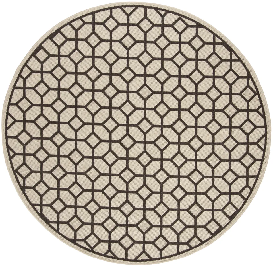 Arlo Home Indoor/Outdoor Woven Area Rug, LND127B, Natural/Brown,  6' 7" X 6' 7" Round
