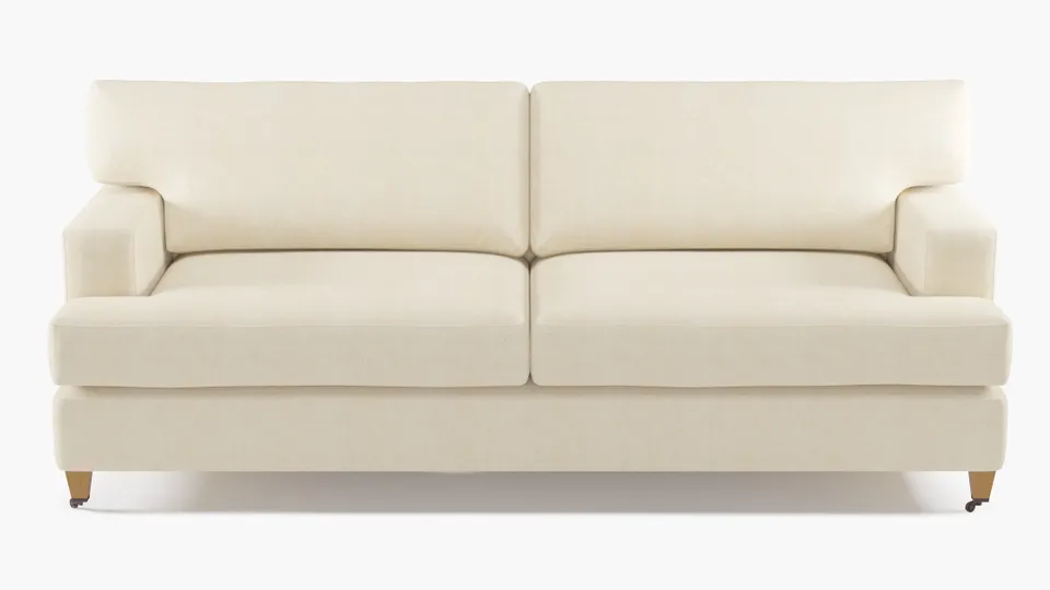 Classic Sofa, Talc Everyday Linen, Natural with Antique Brass Caster