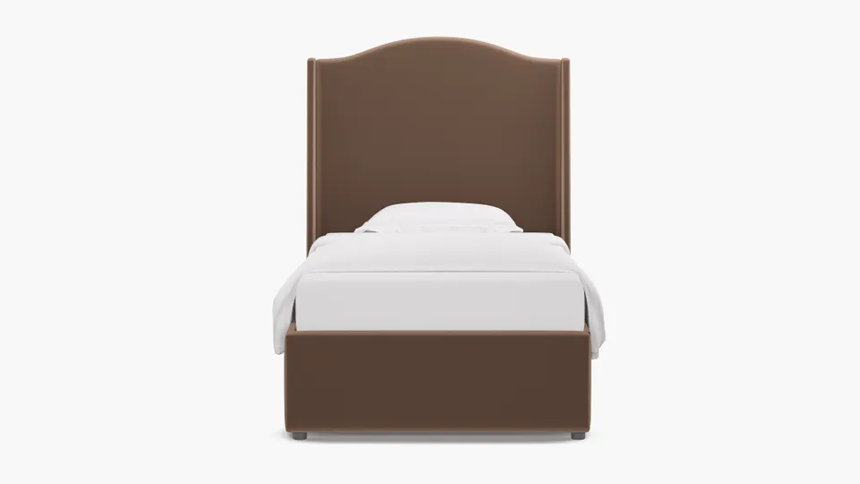Curved Wingback Bed, Mink Performance Plush Velvet, Twin
