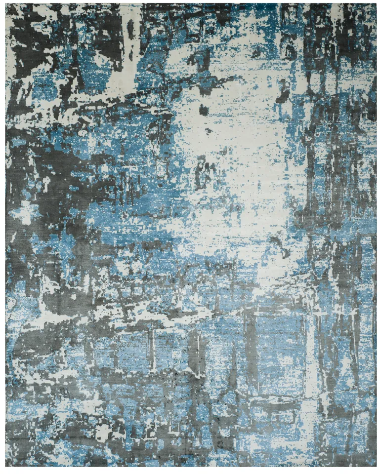 Arlo Home Hand Loomed Area Rug, MIR268A, Blue/Grey,  8' X 10'