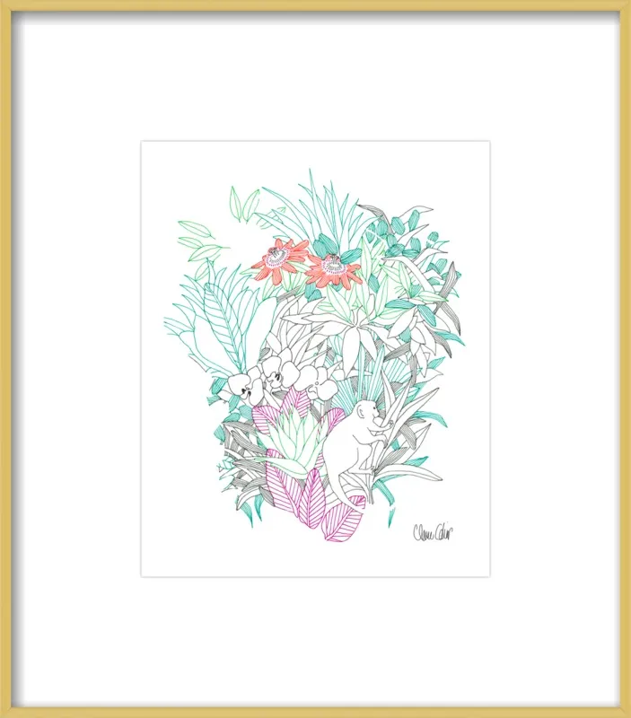 Passionflowers, orchids and the squirrel monkey  by Claire Colin for Artfully Walls