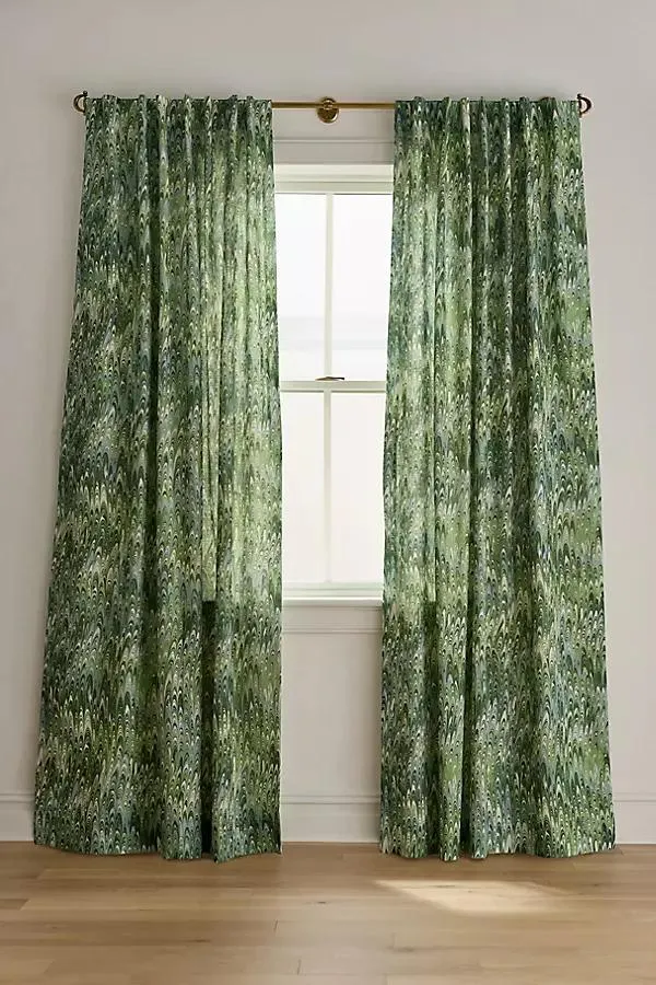 Marbled Printed Woven Cotton Curtain