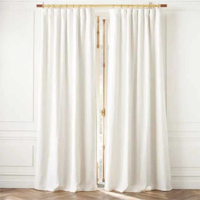Warm White European Linen Window Curtain Panel 48"x108''