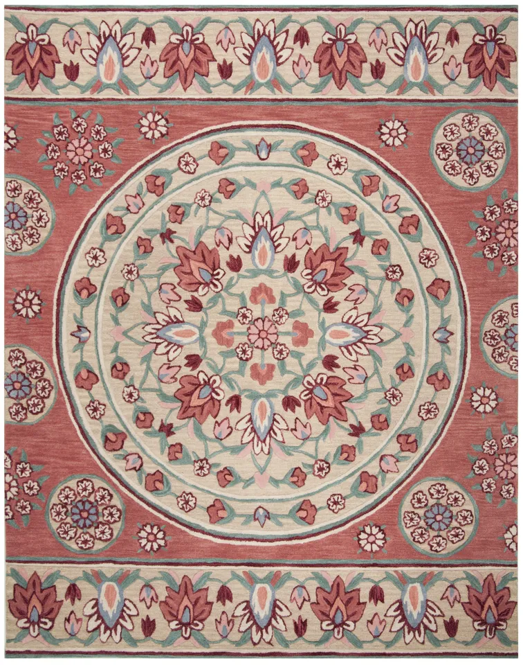 Arlo Home Hand Tufted Area Rug, BLG601Q, Red/Beige,  8' X 10'