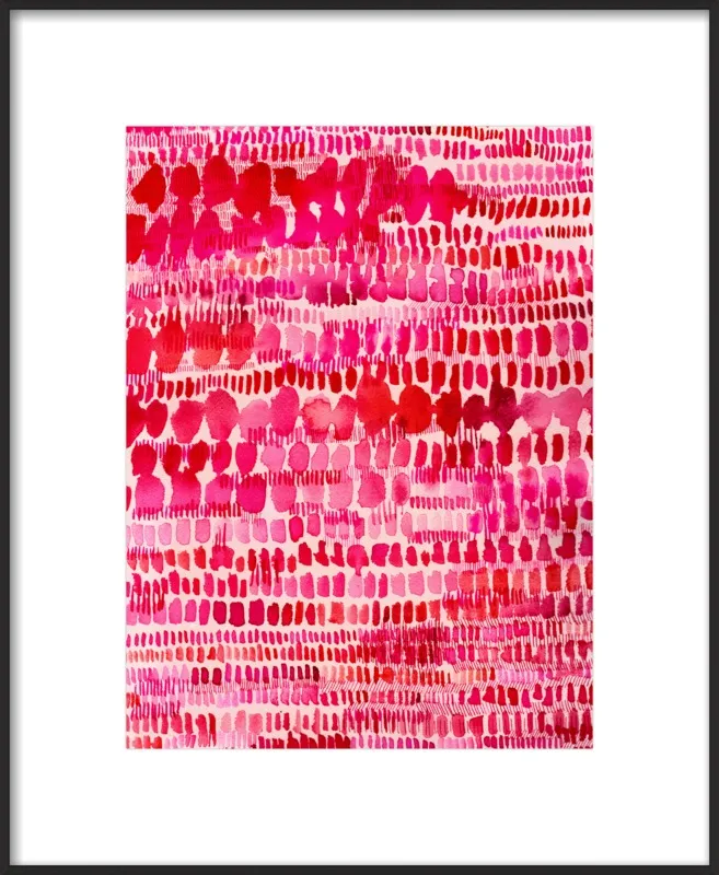 Pink and Red Watercolor Patterns Wall Art  by Paula Mills for Artfully Walls