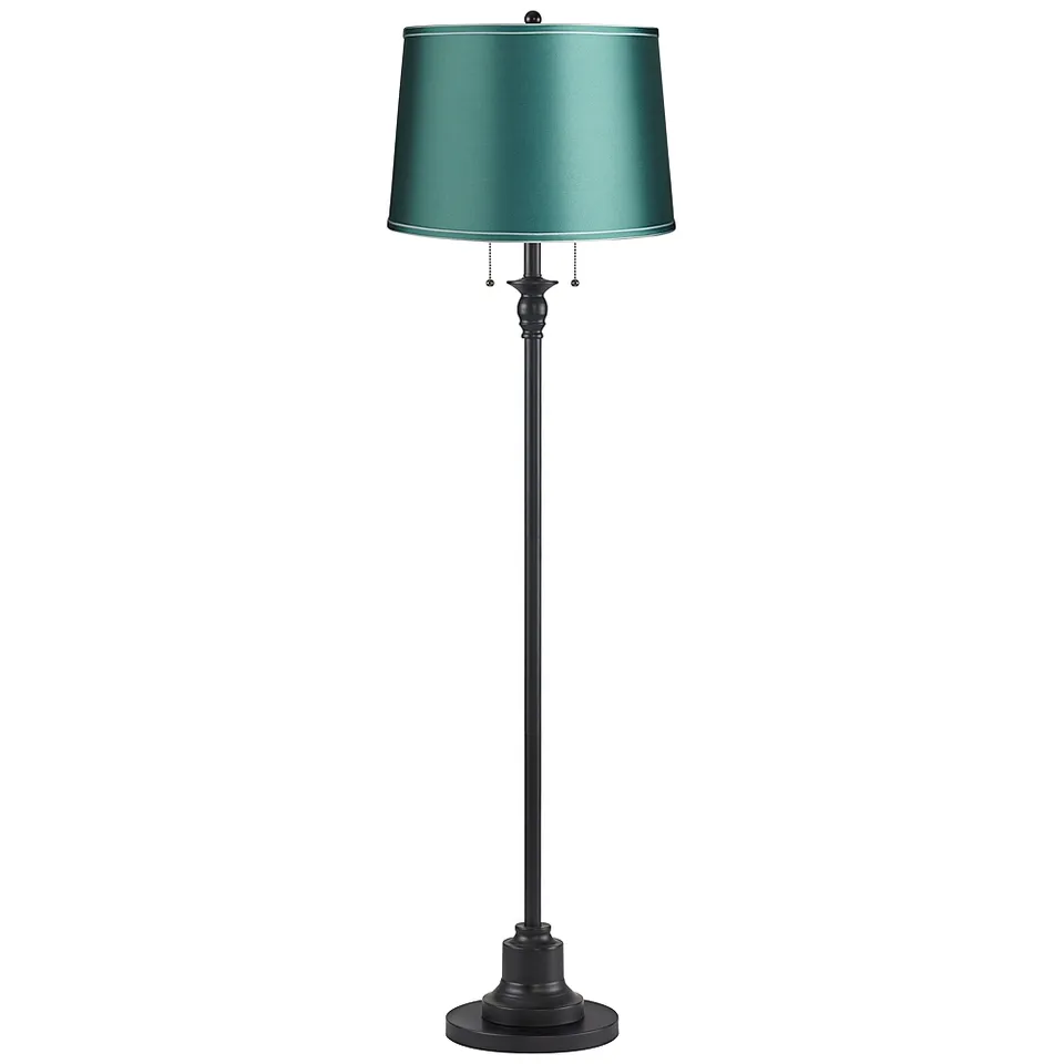 Dyna 58" High Black and Soft Teal Shade 2-Light Floor Lamp