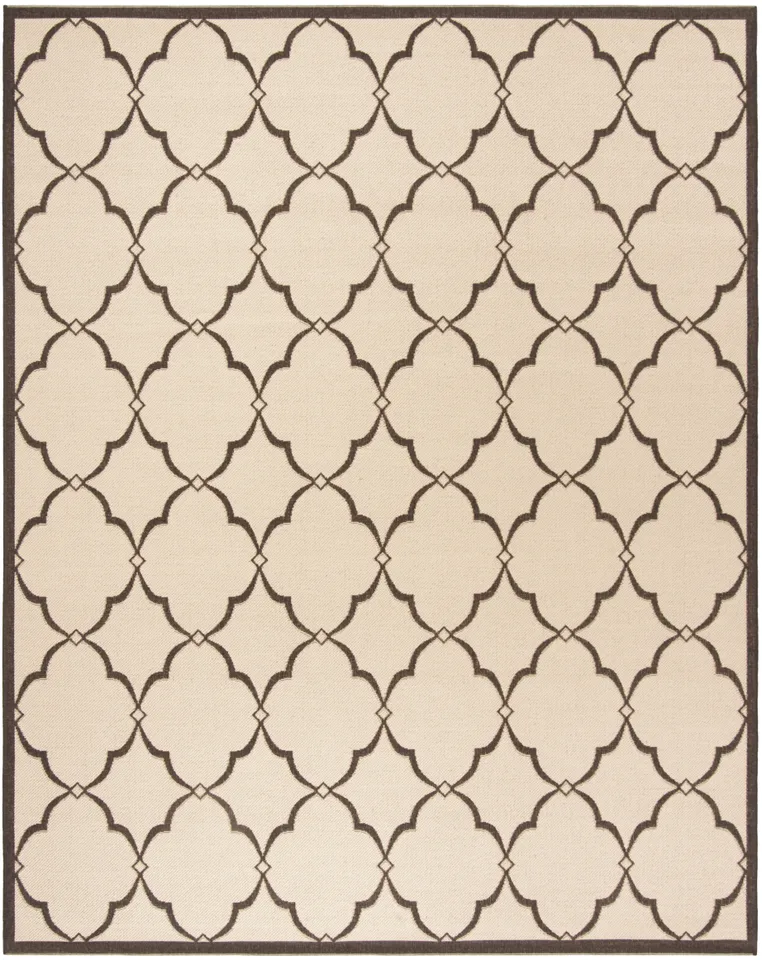 Arlo Home Indoor/Outdoor Woven Area Rug, LND125U, Cream/Brown,  9' X 12'