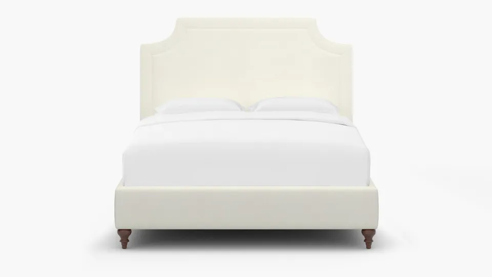 Deco Bed, Sheepskin, Walnut Traditional Turned Leg, King