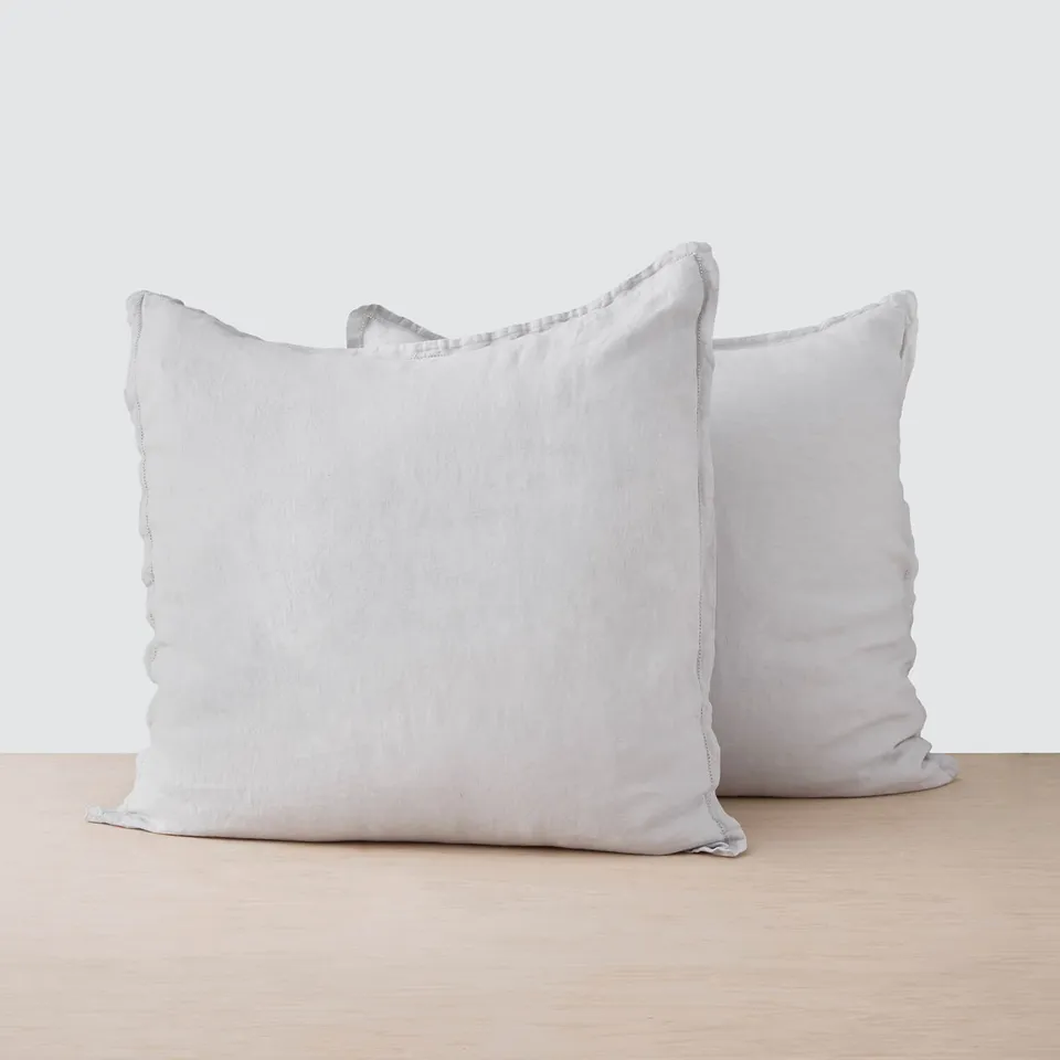 The Citizenry Stonewashed Linen Euro Shams Set of 2 | Light Grey