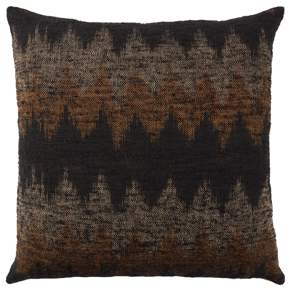 Harith NAJ01 Handmade Chevron Black And Orange Lumbar Pillow Cover (16"x24")