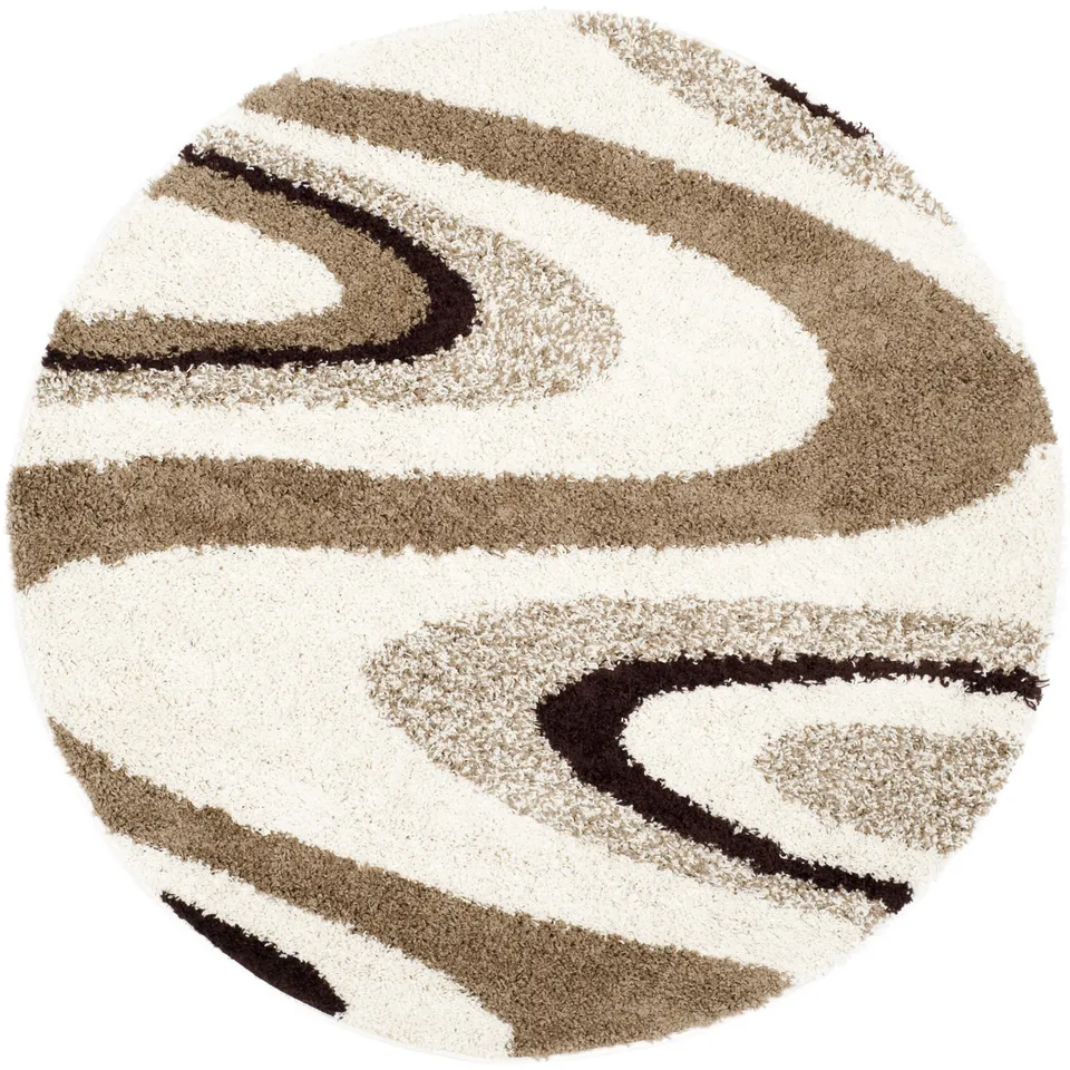 Arlo Home Woven Area Rug, SG917-1225, Ivory/Brown,  5' X 5' Round
