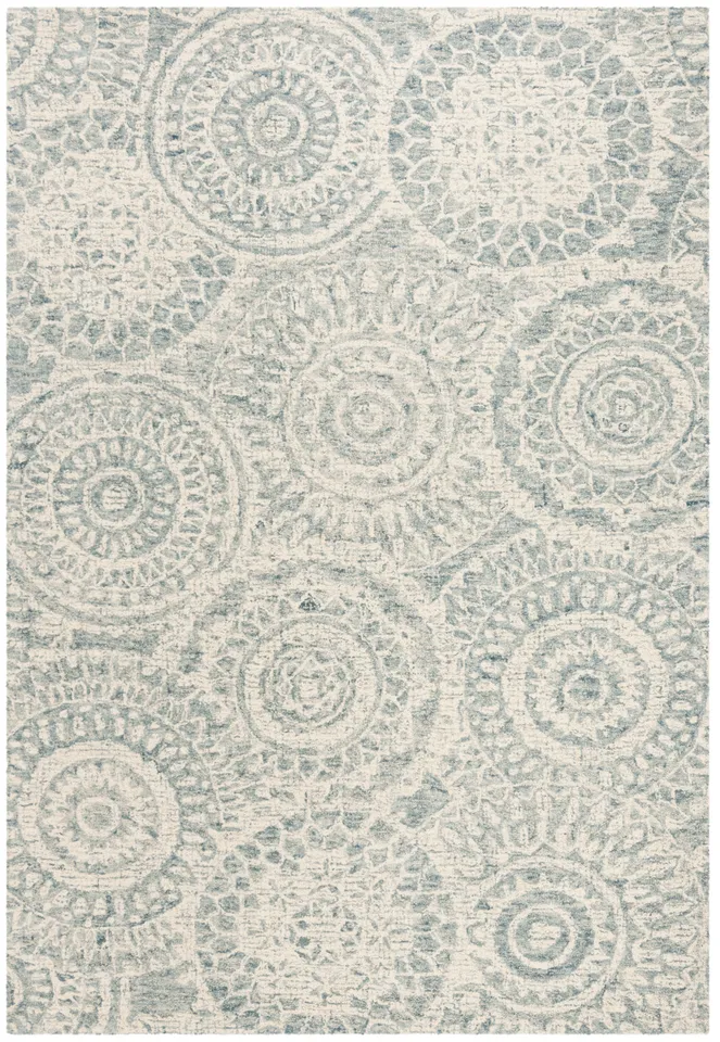 Arlo Home Hand Tufted Area Rug, ABT205A, Ivory/Blue,  6' X 9'
