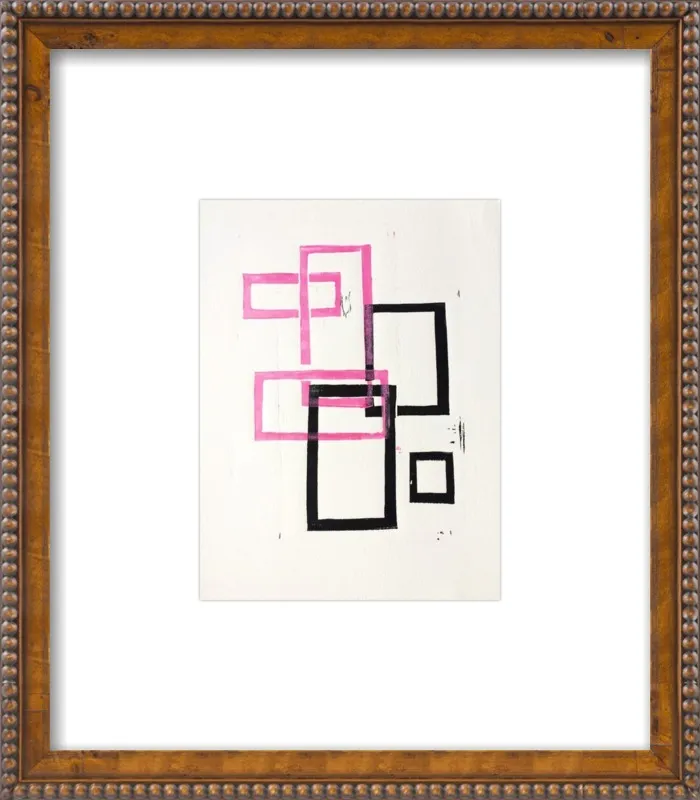 Pink and Black Geometric Squares x2 by Stacy Rajab for Artfully Walls