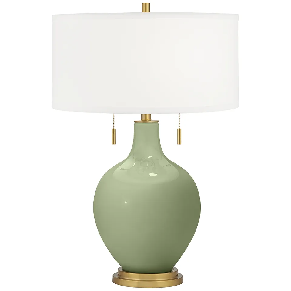 Color Plus Toby Brass 28" Majolica Green Glass Table Lamp