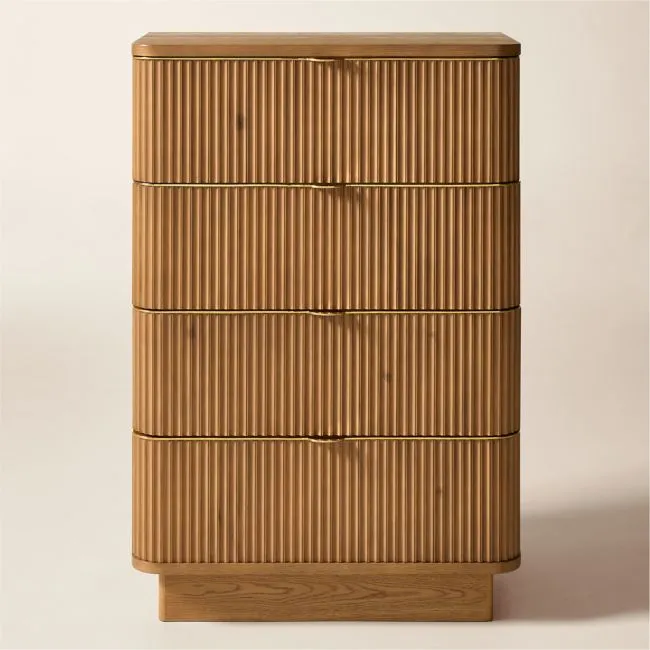 Davison 35" Fluted Warm Oak Tall Dresser