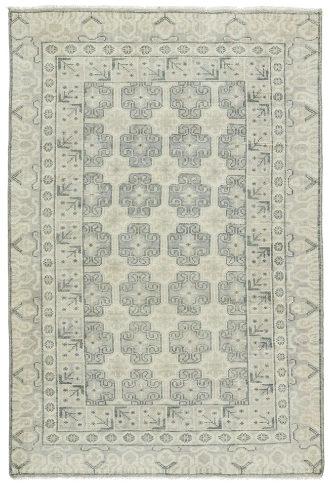 Stage SLN08 Handknot Border White/Green Area Rug (12'X15')