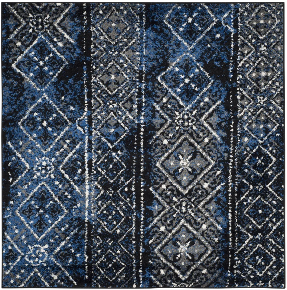Arlo Home Woven Area Rug, ADR111A, Silver/Black,  6' X 6' Square