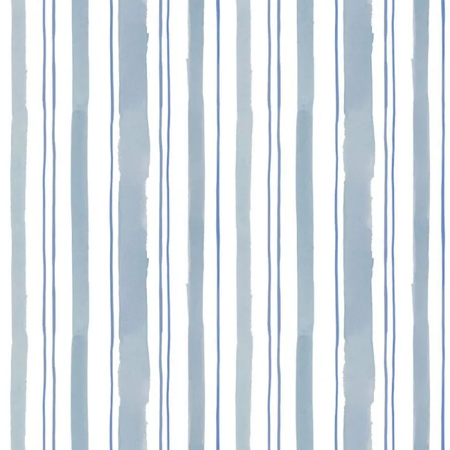 Chasing Paper Blue and Grey Stripes Peel and Stick Wallpaper 2'x8'
