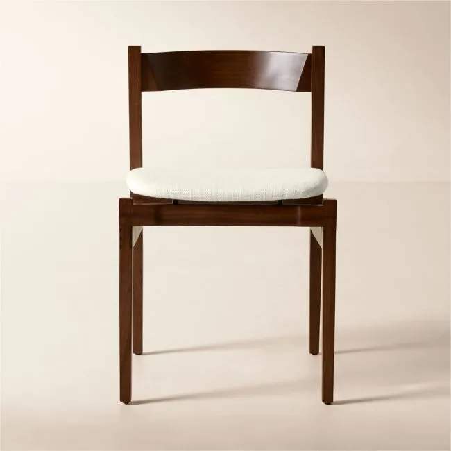 Ambrogio Walnut Wood and White Upholstered Dining Chair by Gianfranco Frattini