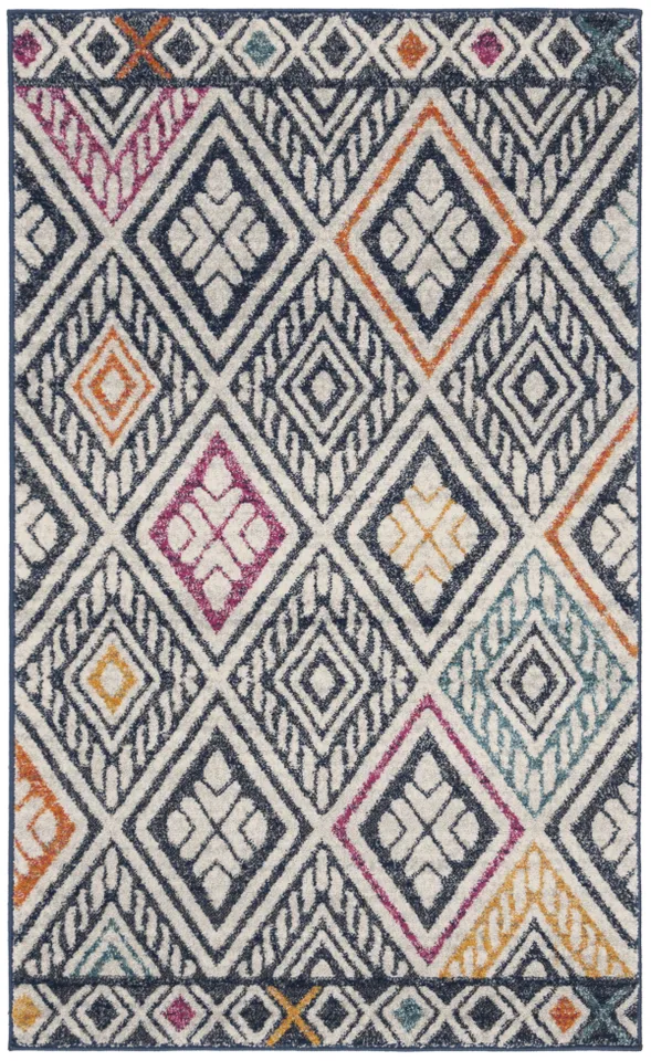 Arlo Home Woven Area Rug, EVK286N, Navy/Ivory,  3' X 5'