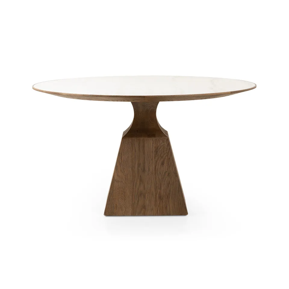 Sargon Dining Table - Honed White Marble