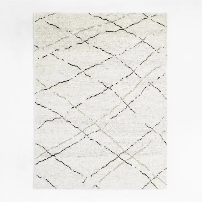 Larache Wool Hand-Knotted Moroccan Ivory Area Rug 10'x14'
