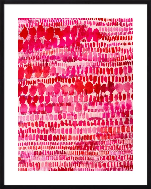 Pink and Red Watercolor Patterns Wall Art  by Paula Mills for Artfully Walls