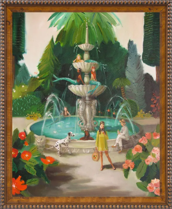 Selfie At The Mermaid Public Fountain by Janet Hill for Artfully Walls
