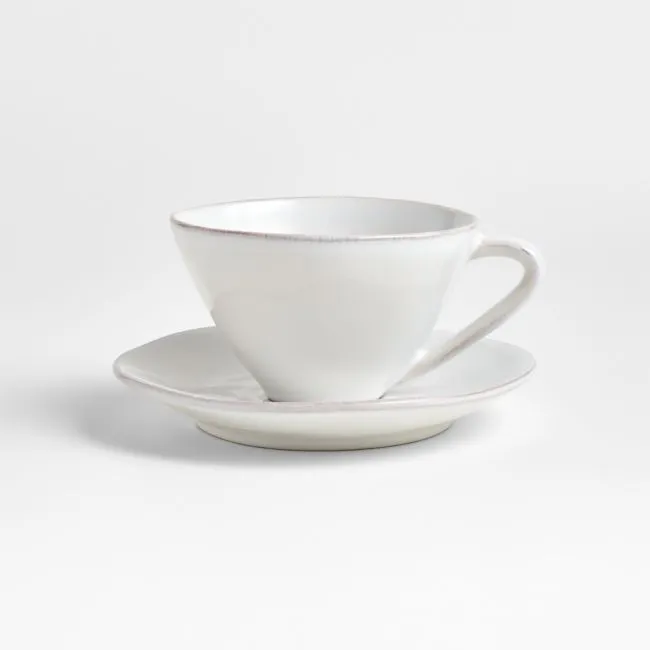 Marin 9.5-oz. White Stoneware Cappuccino Cup and Saucer