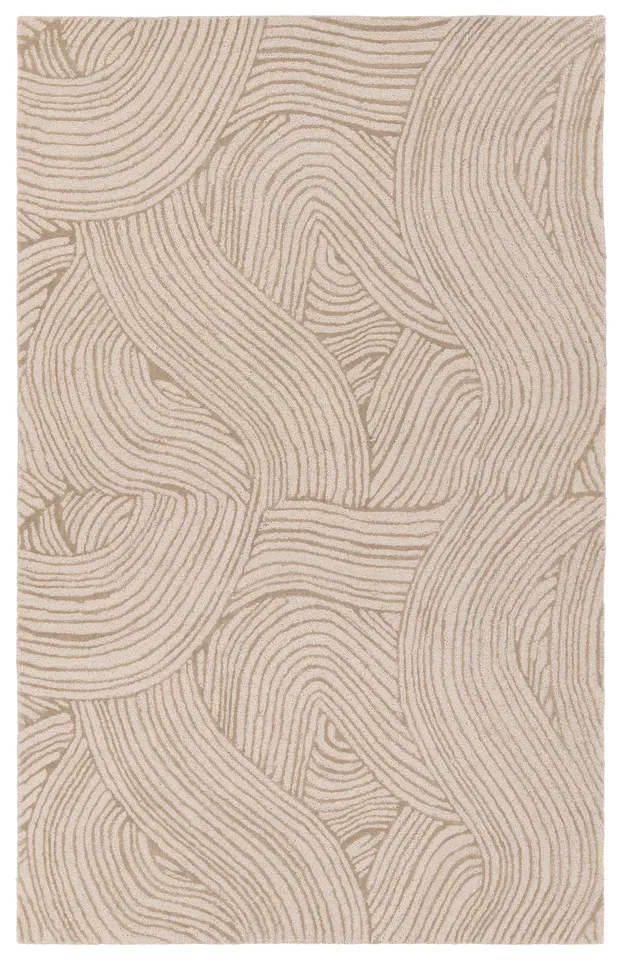 Nikki Chu by Linette ENK15 Handmade Abstract Tan Area Rug (6'x9')