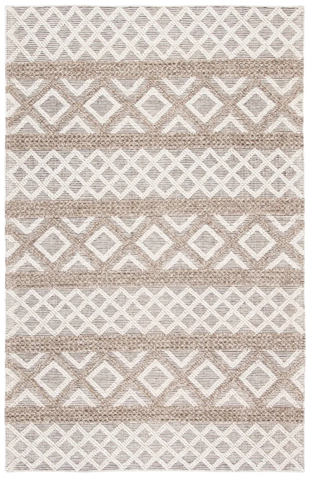 Safavieh Couture Vermont Collection Hand Woven Area Rug, Ivory / Grey, 5' x 8'