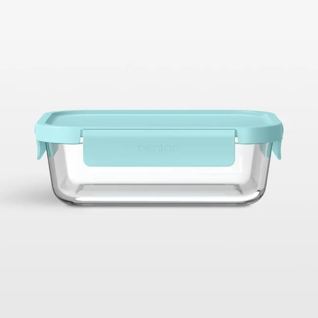 Bentgo Soft Aqua 35.2-oz Leak-Proof Square Glass Food Storage Container with Plastic Lid