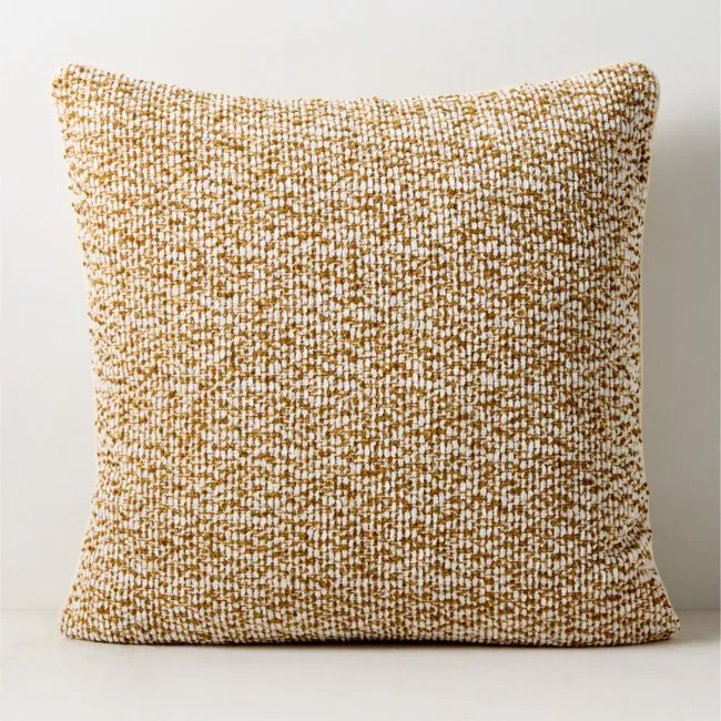 Strada Dull Gold Slub Weave Italian Wool Throw Pillow Cover 23"x23"