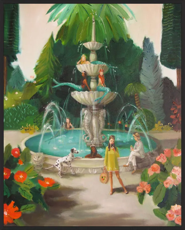 Selfie At The Mermaid Public Fountain by Janet Hill for Artfully Walls