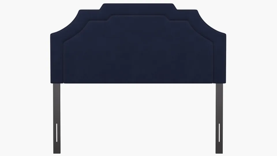 Art Deco Headboard, Navy Classic Velvet, Queen