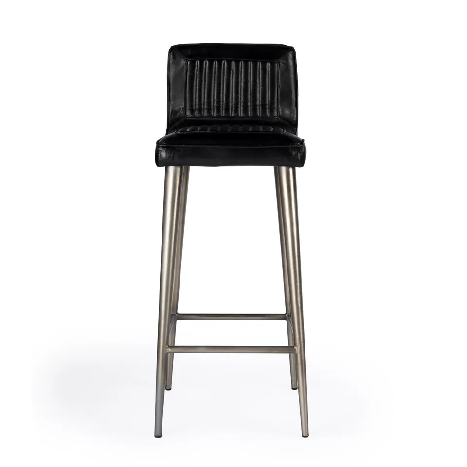 Maxwell Black Leather Bar Stool