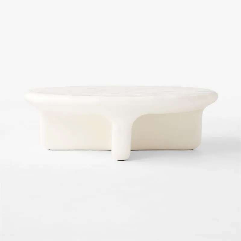Bodene 50" Round Ivory Resin Coffee Table
