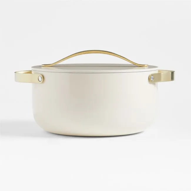 Caraway ® 6.5-Qt. Cream Ceramic Nonstick Dutch Oven with Gold Hardware