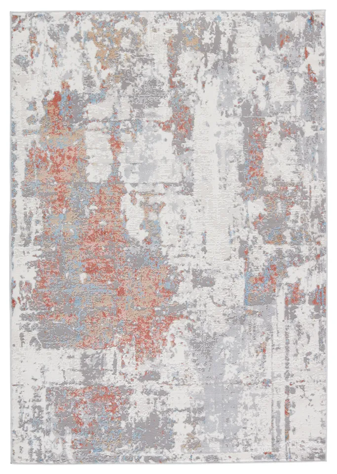 Vibe by Tocarra Abstract Gray/ Red Area Rug (8'X10')