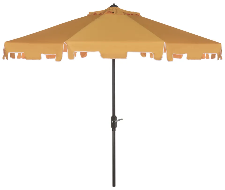 Ultraviolet Resistant Zimmerman 9 Foot Crank Market Push Button Tilt Umbrella With Flap - Yellow/White