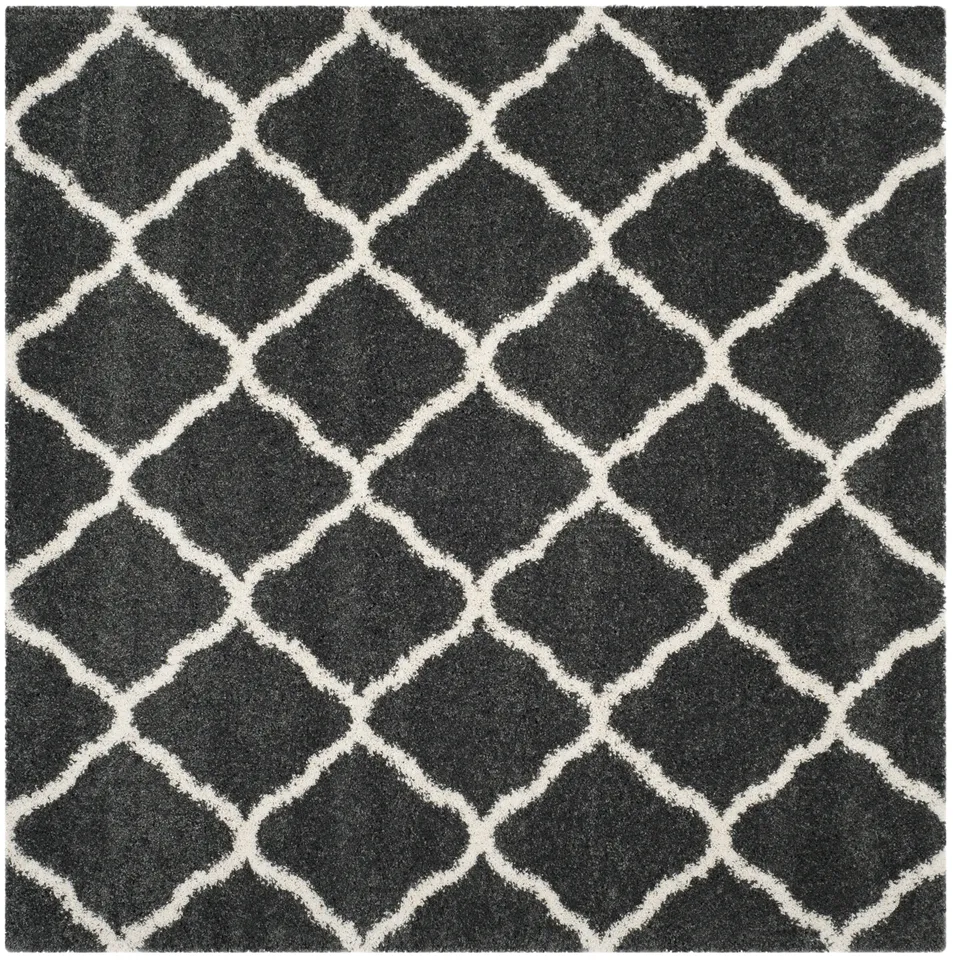 Arlo Home Woven Area Rug, SGH283G, Dark Grey/Ivory,  7' X 7' Square