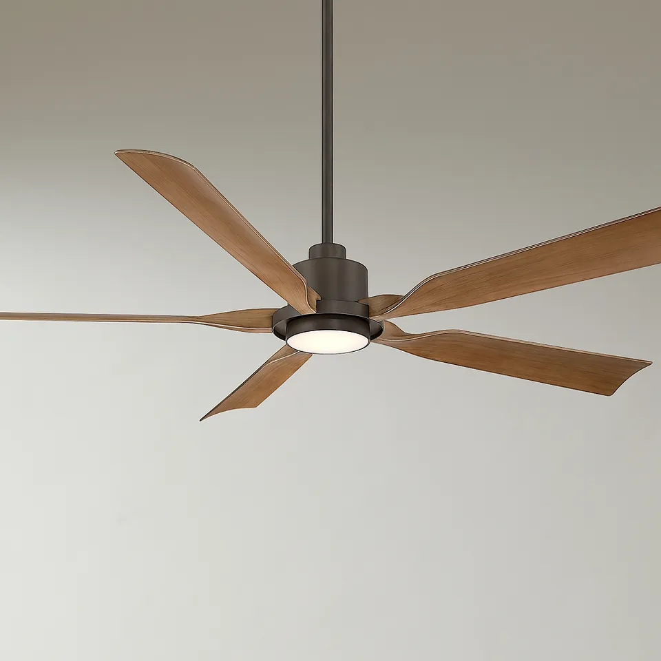 60" Casa Vieja Stonebrook Bronze and Barnwood Damp LED Ceiling Fan