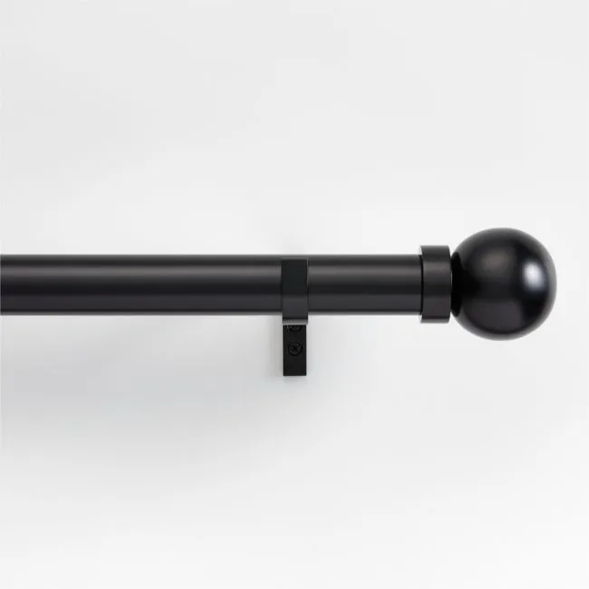 1.5" Black 28"-48" Rod with Large Round Finial