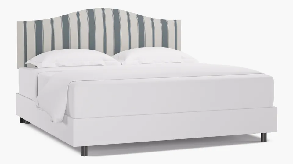 Camelback Headboard, French Blue Clarence Stripe, King